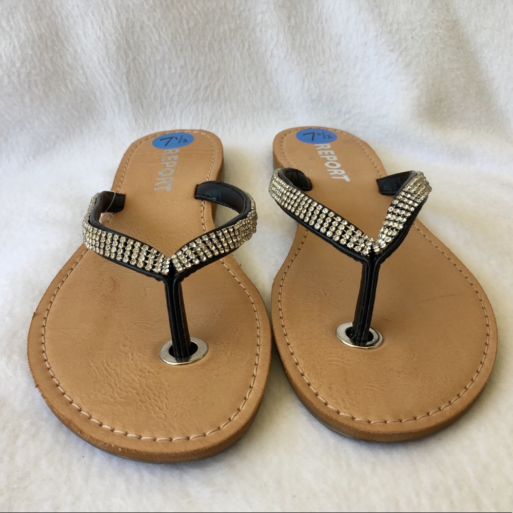 NWT Rhinestone Flip Flops